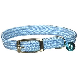 OmniPet Kool Kat Elastic Cat Safety Collar with Bell, Light Blue, 10"