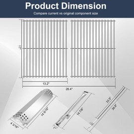 Criditpid Grill Replacement Parts for Nexgrill 5 Burner 720-0888N 720-0888, Grease Tray Drip Pan, Grill Grates, Heat Tents, Burner Tubes & Ignitor Kit for Nexgrill 720-0888N Grill