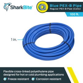 SharkBite 1 Inch x 100 Feet Blue PEX-B, PEX Pipe Flexible Water Tubing for Plumbing, U880B100