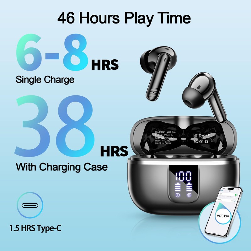 OWMSIC 2026 New Wireless Earbuds, Bluetooth 5.4 Headphones with Noise