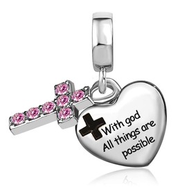 JMQJewelry Cross Religious Prayer Gesture Womens Beads Charm for Bracelet God Birthday Birthstone October Daughter Praying Hands