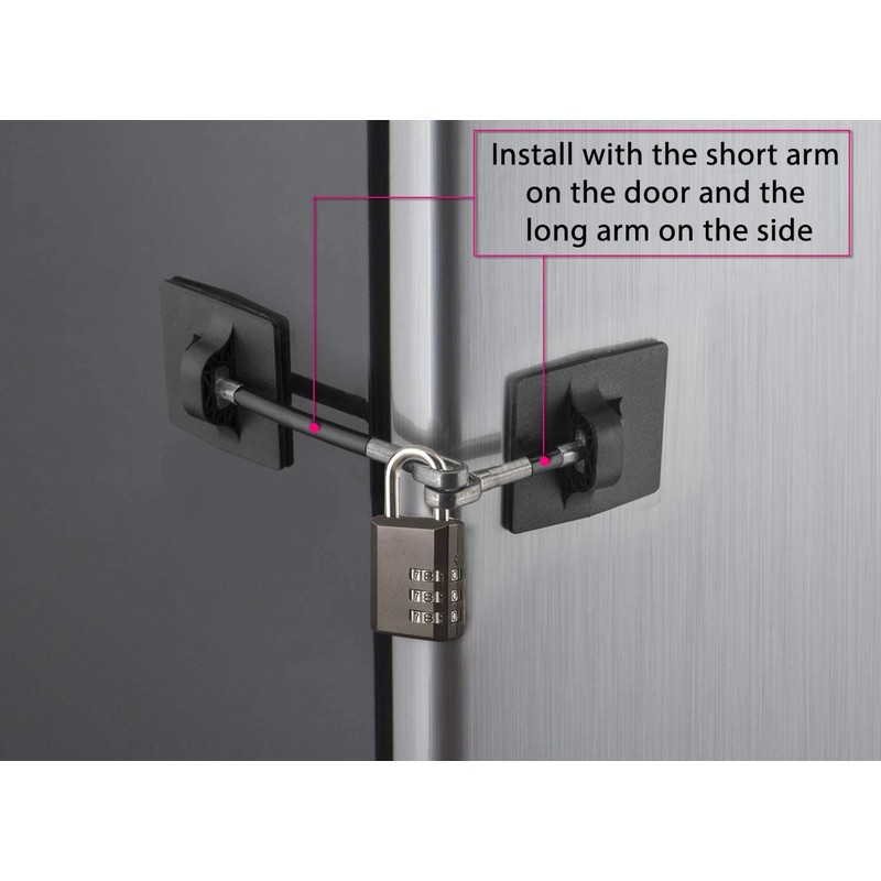 Refrigerator Lock (Black with Black Combination Padlock)