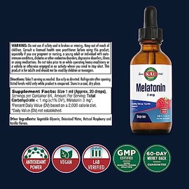 KAL Gotas de melatonina de 3 mg, ayuda para dormir de acción rápida, gotas de melatonina para relajación calmante y apoyo saludable al ciclo del sueño