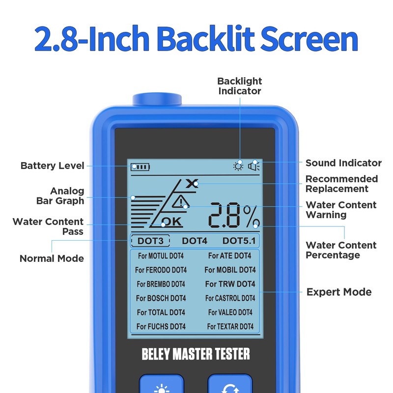 PLAYOCCAR Brake Fluid Tester Digital Brake Fluid Moisture Tester Pen