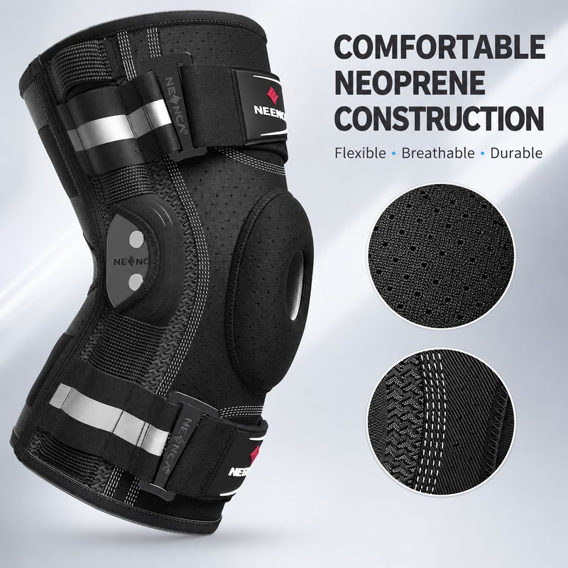 Hinged Knee Brace for Support – Adjustable Neoprene Design with