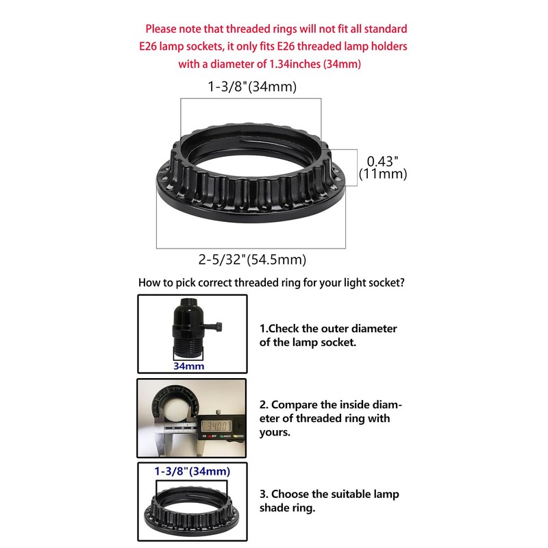 4 PCS Lamp Shade Rings – 2 Sizes (34mm &