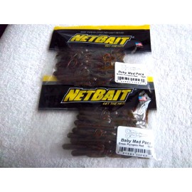 NetBait (LOT OF 2 PKS)-NETBAIT BABY MAD PACA LURES 4" IN GREEN PUMPKIN RED 12-PER PACK