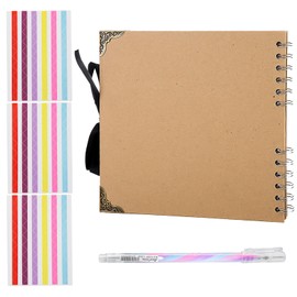 ZOCONE DIY Photo Album 20.5 x 20.5 cm, DIY Photo Book for DIY 60 Pages Hardcover Kraft Paper Spiral Album, Photo Album Ring Binder for Family, Anniversary, Valentine's Day, Wedding (A)