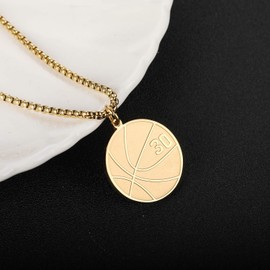 Susook Basketball Number Necklace for Men Gold Stainless Steel Basketball Pendant Sport Jewelry Gifts for Men(30)