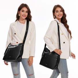 Vulkitty Handbags for Women, Fashion Women's Hobos & Shoulder Bags, Soft Leather Large Crossbody Purses and Hand Bag, Ladies New Chic Tote Hobo Bags with Adjustable Strap, Black