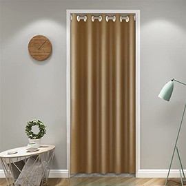 SK Studio Opaque Thermal Curtains with Eyelets Door Curtain Cold Protection & Heat Insulating for Bedroom Door Cupboard Curtain Coffee, 120 x 200 cm