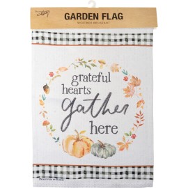 Primitives by Kathy Fall Garden Flag Grateful Hearts Farmhouse Thanksgiving Deco