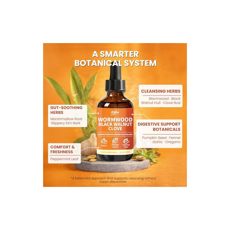 KITIVE Black Walnut Wormwood Herbal Drops: Wormwood Black Walnut Clove