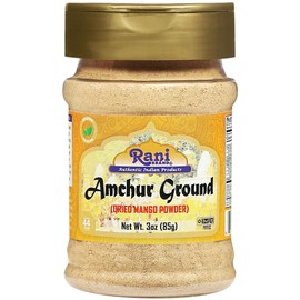 Rani Amchur (Mango) Ground Powder Spice 3oz (85g) PET Jar ~ All Natural, Indian Origin | No Color | Gluten Friendly | Vegan | NON-GMO | Kosher | No Salt or fillers