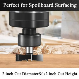 CNC Spoilboard Surfacing Router Bit, 1/2 Inch Shank Slab Flattening Router Bit Carbide Tipped Surface Planing Bottom Cleaning Cutter 2 inch Diameter Planer Bit Woodworking Router Tool by CHoiKWong