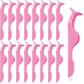 24 Pieces Plastic False Eyelash Applicator Eyelash Extension Tweezers Remover Tool Eyelashes Clip Tweezers for Eyelash Application and Removal (Pink)