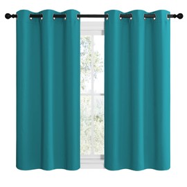 NICETOWN NICETOWN Room Darkening Curtains 50 inch Length 2 Panels, Thermal Insulated Grommet Blackout Curtains for Modern Casual Elegant Bedroom Kids Room Theme Decoration (Peacock Teal, 2 Pieces, W42)