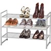 Simple Houseware 3-Tier Stackable Shoe Shelves Storage Utility Rack, Silver