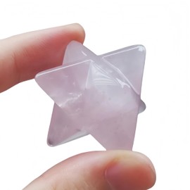 Afucats Natural Rose Quartz Crystal Merkaba Star Sacred Meditation Energy Healing Chakra Indoor Decorative Stone,1 Inchs Hexagram Spiritual Stone for Meditation