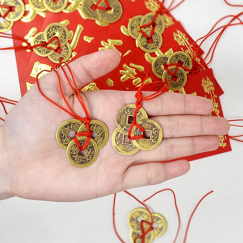 Fengshuisale 3 PCS Ancient Chinese Fortune Brass Coins Fengshui I-Ching