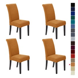 Howhic Stretch Chair Covers for Dining Room Set of 4, Removable Washable Dining Room Chair Covers, Dining Chair Slipcovers Seat Protector, Great Home Decor and Banquet Upholstery (Gold, 4 Pack)