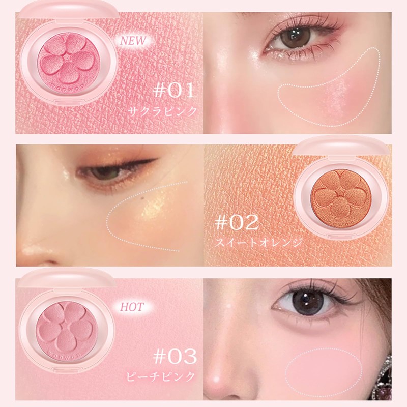 Wirwody チークナチュラル 血色感 ツヤ仕上げ 発色 長時間キープ プチプラ メイク 初心者向け ミニサイズ