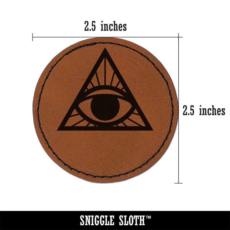 All Seeing Eye of Providence Round Iron-On Engraved Faux Leather