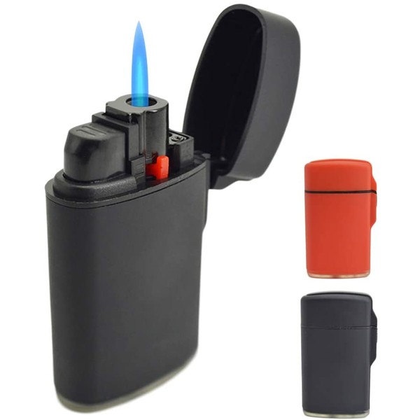 Navpeak Mini Cigar Lighter Windproof Jet Torch Lighter Refillable Blue Flame Butane Gas Lighter (Without Gas in it) (Red+Black)