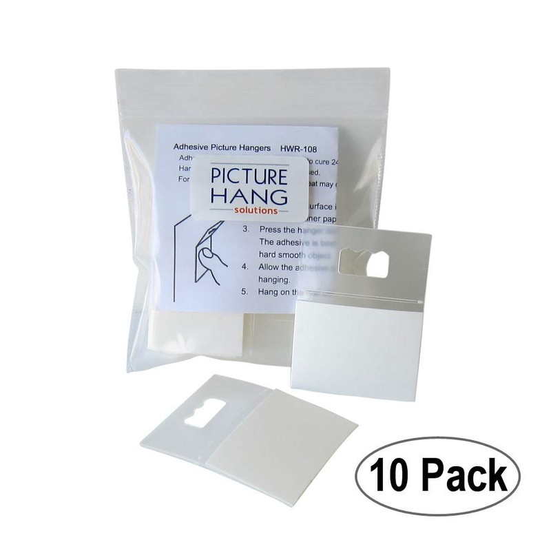 Picture Hangers Adhesive - 10 Pack - Plastic Sawtooth Adhesive