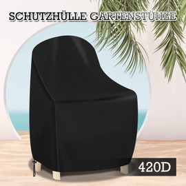 MaxEarn Protective Cover Garden Chairs 102 x 109 x 124 cm, 420D Cover for Armchair, Waterproof, UV-Resistant Garden Chair Tarpaulin, Windproof Cover for Garden Furniture/Stacking Chairs/Balcony Chairs