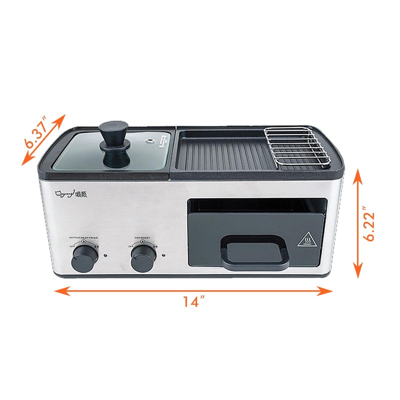 wOod-it 4 in 1 Breakfast Maker Station with Indoor Grill/Griddle/Toast