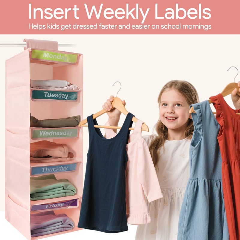 Weekly Clothes Organizer for Kids, Days of The Week Clothes