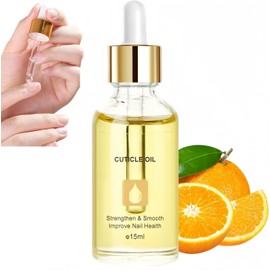 15ml Nail Cuticle Oil with Organic Vitamin E & B and Jojoba Oil - Moisturizes, Repairs Dry Rough Nails, Strengthens Nails, Prevents Hangnails & Chapped Skin, Soothing Dropper Design with Orange Scent
