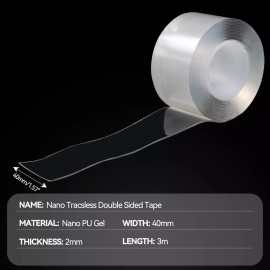 Unbranded Strong Double Sided Tape Nano Transparent Traceless Washable Adhesive Invisible
