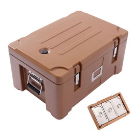 JAYGOVAN Catering Food Warmer Flip Down Top Loading EPP Insulated Food Pan Carrier for Catering, 30Qt Food Warmer w/ 3 Pans & Handles