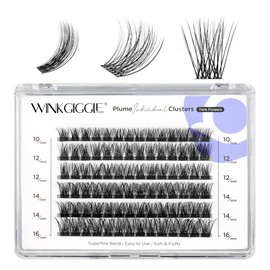 Winkgiggle Lashes Clusters Natural Look 84Pcs Wispy Lashes Reusable Super Thin Band & Soft Individual Volume Faux Mink Lashes(703D+)