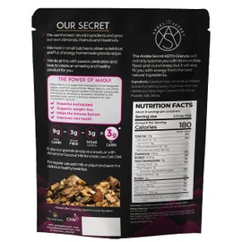 Andes Secret - Superfruit Powder Keto Granola - Healthy Breakfast Cereal - Low Carb Snack Food - 3g Net Carbs - Gluten Free - Almonds, Hazelnuts, Coconut and more 3 Pack (11oz each)