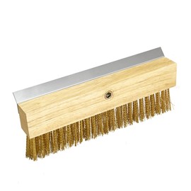 Wood Brush Head with Steel Scraper 9.6 Inch Pizza Oven Brush Brass Bristles Replacement Brush Head