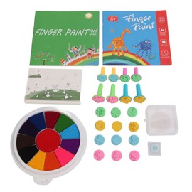 Finger Paint Kit Multi Colors Washable Funny DIY Crafts Finger Painting Kit with 20pcs Stampers Book