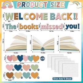 Heart Reading Bulletin Board Sets Welcome Back to School Bulletin Board Decorations Boho Classroom Heart Border Cutouts Decor Reading Corner Decor for Elementary Classroom Library Wall Home
