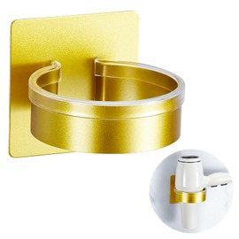 YAYINLI Hair Dryer Holder Wall Mount, Blow Dryer Holder Wall, Adhesive Hair Dryer Hanger, Blow Dryer Organizer, Hair Tools Organizer for Bathroom Salon Barber Shop Hotel (Gold)