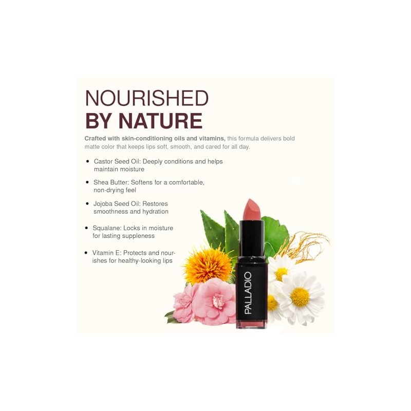 Palladio Labial mate, labial mate de larga duración, cremoso y
