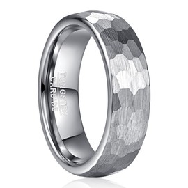 083BASE | Tungsten Steel Ring | Hammer Pattern Design | 4mm, 6mm, 8mm Width | Stainless Steel Color, Black Color | Men's Accessories