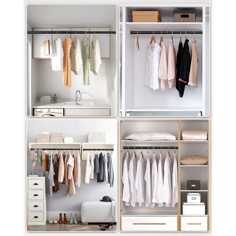 FIRJOY Closet Rods for Hanging Clothes - Heavy Duty, Length