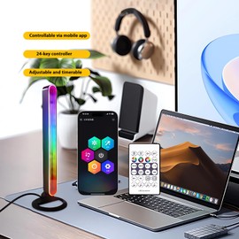 LLdshun RGB Light Bar for Desk 2 Pack, USB Powered with App Remote Ambient Table Lamp