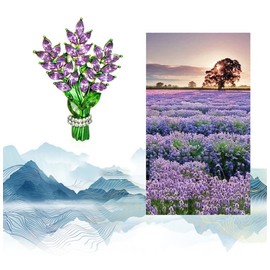 Lavender Flower Brooch Crystal Rhinestone Glass Bouquet Brooch Lapel Pin Scarf Dress Decoration Wedding Party Jewelry Gift for Girls Women