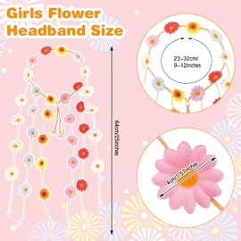 Flower Headband for Girls Daisy Tassel Headpiece Bohemian Headband Bandana Party Hair Accessories for Women (Colorful)