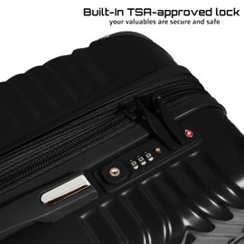 Skyzelimit 20-Inch Hardside Carry-On Expandable Luggage with Spinner Wheels with TSA Lock (Black)