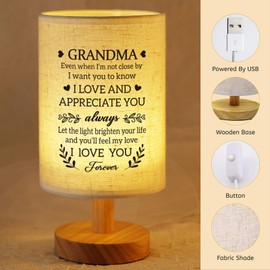 SUEHHYY Birthday Gifts for Grandma from Grandkids, to My Grandma Fabric Bedside Table Lamp Presents, Mothers Day Christmas Valentines Day Gifts for Grandma Grandmother