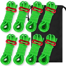 JTENG Pack of 8 Guy Ropes Tent Rope with Aluminium Plate Reflective Diameter 4 mm Length 400 mm Tension Ropes Luminous Tension Cord for Tent Camping (Green)